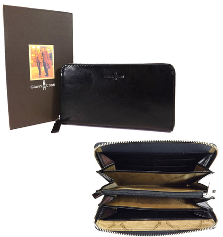 Gianni Conti Purse - Large Leather Zip Around - Style: 9408106 - Black