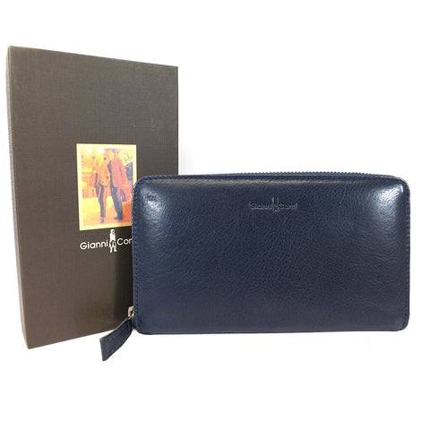 Gianni Conti Purse - Large Leather Zip Around - Style: 9408106 - Navy Blue