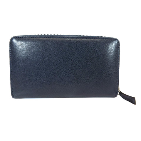 Gianni Conti Purse - Large Leather Zip Around - Style: 9408106 - Navy Blue