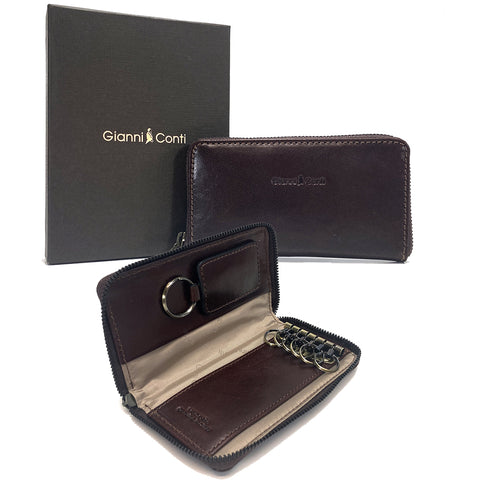 Gianni Conti Leather Key Case - Brown - Style: 9409725