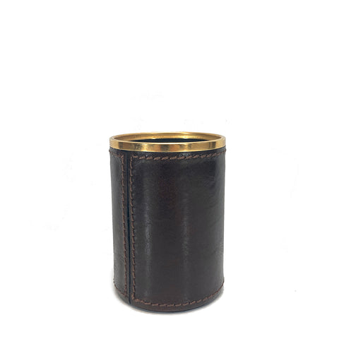 Gianni Conti Leather & Brass Pen Pot - Style: 9409993