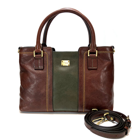 Gianni Conti Leather Grab Multiway Bag - Style: 9433228 - Dark Brown Green