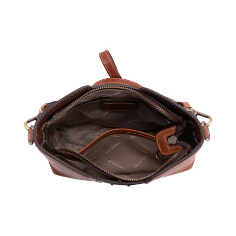 Gianni Conti Zip Top Across Body or Shoulder Bag - Style: 9433230 - Dark Brown Green