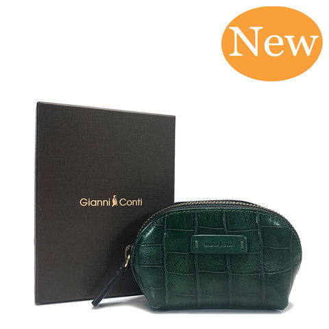 Gianni Conti Leather Zip Top Change Purse - Green - 9495288