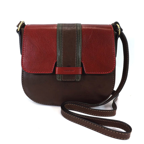 Gianni Conti Flap Front Shoulder Bag - Style: 973866 - Dark Brown Multi