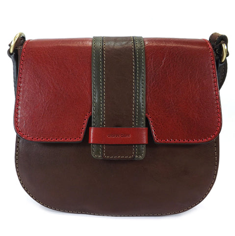Gianni Conti Flap Front Shoulder Bag - Style: 973866 - Dark Brown Multi