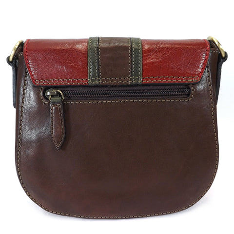 Gianni Conti Flap Front Shoulder Bag - Style: 973866 - Dark Brown Multi