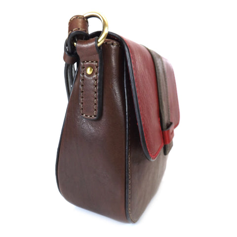 Gianni Conti Flap Front Shoulder Bag - Style: 973866 - Dark Brown Multi