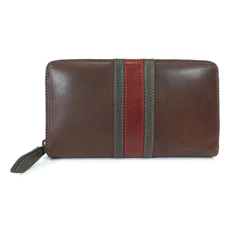 Gianni Conti Leather Purse - Large Zip Around - Style: 978106 - Dark Brown Multi