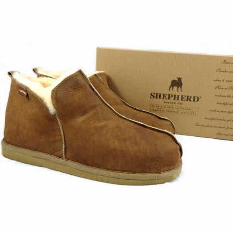 Shepherd Sheepskin Bootee Slipper - Style: Anton 4921 Antique Cognac