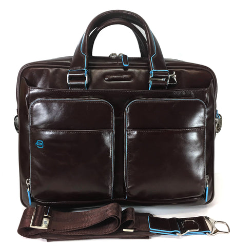 Piquadro Leather Portfolio Computer Briefcase - CA2849B2 Mahogany