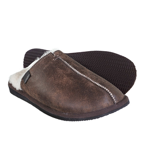 Shepherd - Mens Sheepskin Mule Slipper - Style: Hugo 1201 Oiled Antique