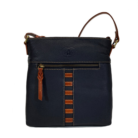 Rowallan Leather Sandals Cross Body Bag - Style: 31-2396 - Navy/Tan