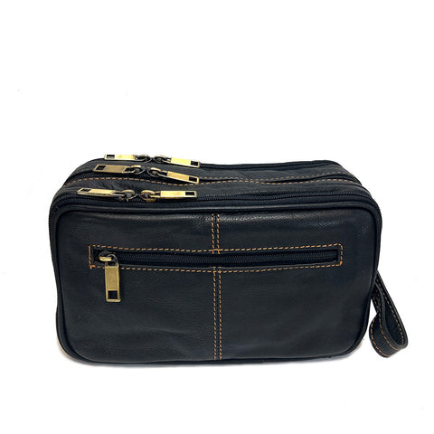 Rowallan Leather Buchanan Wash Bag - Style: 33-7490 Black