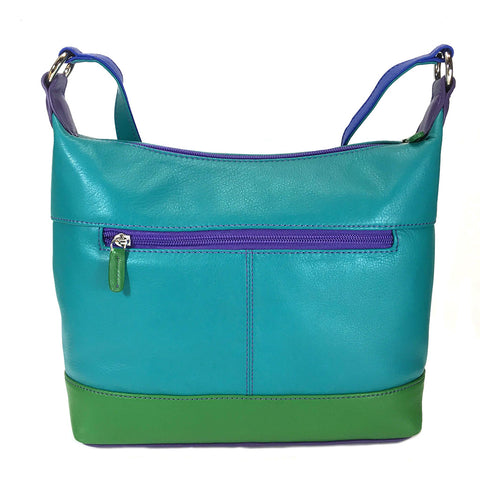 ili New York Leather Slouch Shoulder Bag RFID Protected - Style: 6670 - Cool Tropics