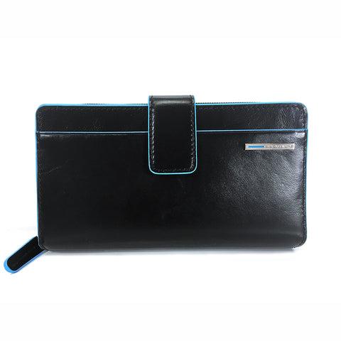 Piquadro Ladies Leather Wallet Purse with Phone Pocket - Style: PD1354 - Black