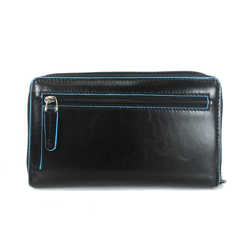 Piquadro Ladies Leather Wallet Purse with Phone Pocket - Style: PD1354 - Black