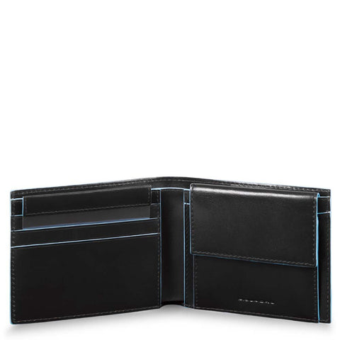 Piquadro Leather Wallet with Coin Pocket - Style: PU4188 - Black