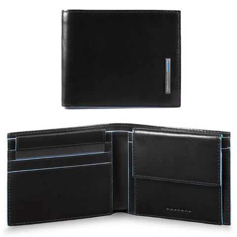 Piquadro Leather Wallet with Coin Pocket - Style: PU4188 - Black