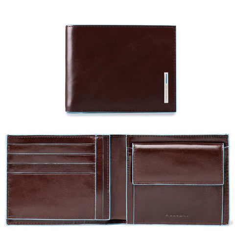 Piquadro Leather Wallet with coin pocket - Style: PU4188 - Mahogany