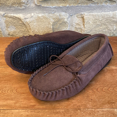 Mens Suede Moccasin Slipper with Fabric Lining - Style 14