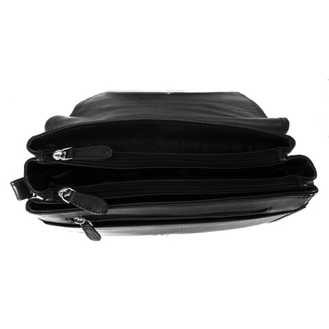 Rowallan Leather Flap Front Organiser Bag - Style: 31-8906  Black