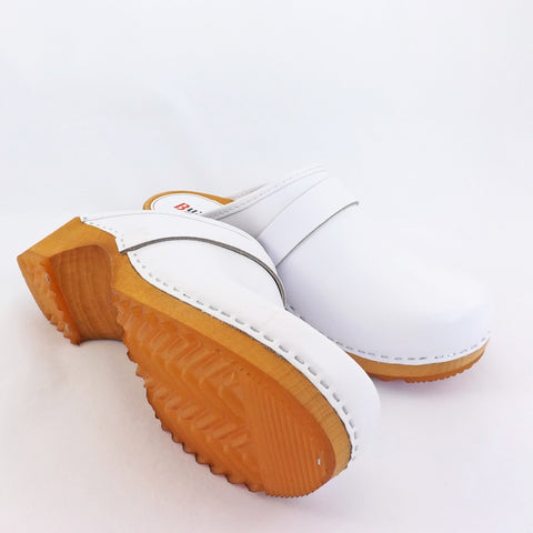 Buxa Traditional Wooden Clog - White